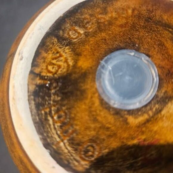 Ceramic Brown Glazed Salt and Pepper Shakers 4.5" Wood like 70s - Picture 7 of 8